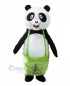 Cute Panda with Green Coat Mascot Costume Cheap