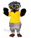 Grey Furry Owl with Yellow T-shirt Mascot Costumes