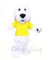 Cute White Dog with Yellow T-shirt Mascot Costumes Animal