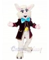 White Bunny with Blue Bowknot Mascot Costumes Animal