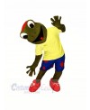 Happy Frog with Yellow T-shirt Mascot Costumes Cartoon