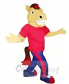 Brown Horse with Red T-shirt Mascot Costumes Animal