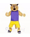 Sport Cougar with Purple Shirt Mascot Costumes Cartoon