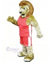 Power Lion with Pink Suit Mascot Costumes Cartoon