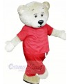 White Bear with Red Suit Mascot Costumes	