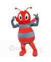 Smiling Grey and Red Bee Mascot Costumes Cartoon