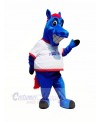 Happy Blue Horse Mascot Costumes Cartoon
