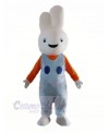 Smiling White Bunny Rabbit Mascot Costumes Cartoon