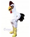 Power Muscular White Rooster Mascot Costume Cartoon