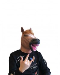 Latex Brown Horse Head Mask Full Head Overhead Animal Cosplay Masquerade