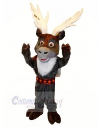 Grey Reindeer with Big Eyes Mascot Costumes Cartoon