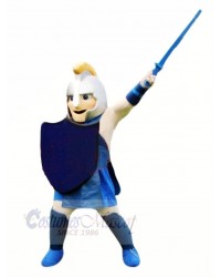 Brave Warrior with Blue Coat Mascot Costume People