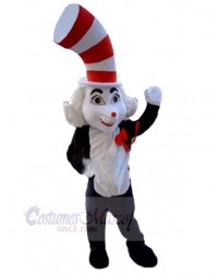 Magic White Cat Mascot Costume Animal with Top Hat