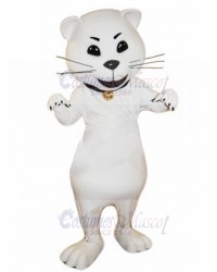 Playful White Cat Mascot Costume Animal