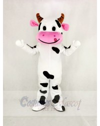 Cute Cow with Pink Mouth Mascot Costume Cartoon