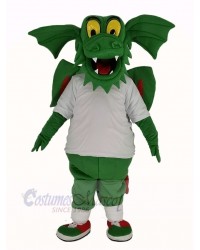 Dark Green Dragon with White T-shirt Mascot Costume