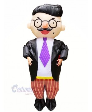 Handsome Boss with Glasses Inflatable Mascot Costumes Cartoon