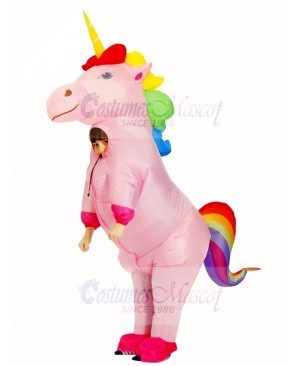 Cute Rainbow Unicorn Horse Inflatable Costume Blow Up Halloween for Kids