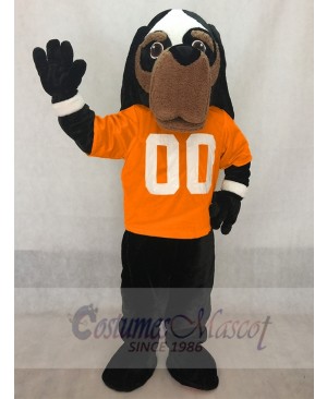 Volunteer Dog Mascot Costume Animal in Orange T-shirt