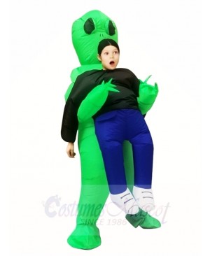 Green Alien ET Carry me Monster Inflatable Blow Up Halloween Xmas Costumes for Kids