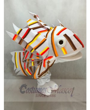 Lionfish Mascot Costume Cartoon with Colorful Stripes