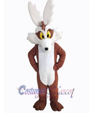 Cunning White and Brown Coyote Mascot Costume Animal