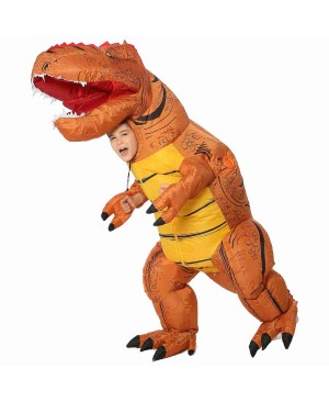 Brown T-Rex Dinosaur Inflatable Costume Air Blow up Party Suit for Adult/Kid