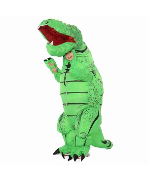 Green T-Rex Dinosaur Inflatable Costume Air Blow up Party Suit for Adult/Kid