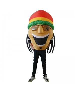 Jamaican Singer Inflatable Costume Halloween Christmas Fancy Blow up Suit for Adult Yellow Skin