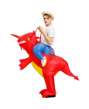 Dinosaur Ride on Inflatable Costume Blow up Costume for Adult/Child Red