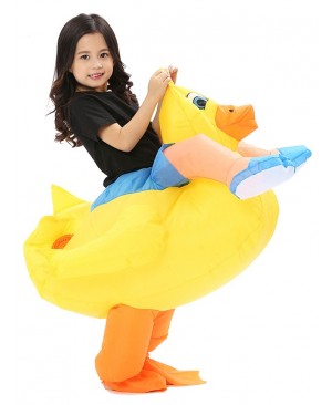 Yellow Duck with Eyelashes Carry me Ride on Inflatable Costume for Adult/Kid