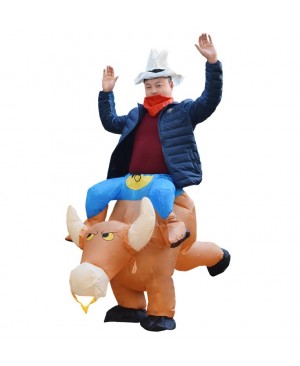 Brown Cow Carry me Ride on Inflatable Costume Halloween Xmas for Adult/Kid