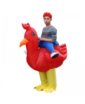 Red Chicken Carry me Ride on Inflatable Costume Fancy Dress Cosplay Costume for Adult 