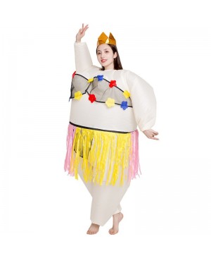 Ballerina Inflatable Costume Tiara Crown Halloween Christmas Costume for Adult Grass Skirt