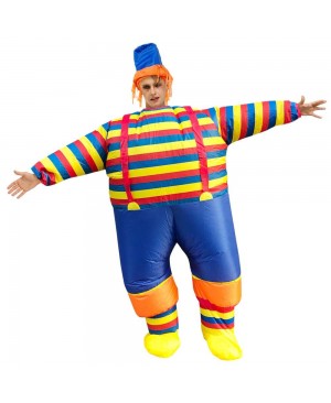 Clown with Striped Clothes Inflatable Costume Halloween Christmas Jumpsuit for Adult