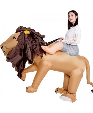 Brown Lion Carry Me Ride on Inflatable Costume Fancy Dress Cosplay Costume
