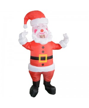 Santa Claus with Yellow Belt Inflatable Costume Halloween Christmas Costume for Adult
