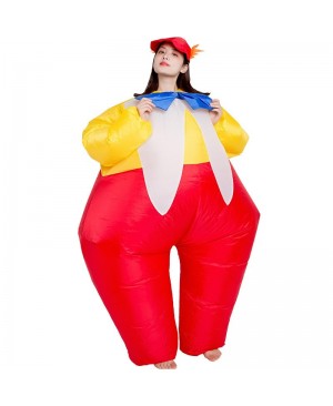 Clown with Tie Inflatable Costume Halloween Christmas Jumpsuit for Adult