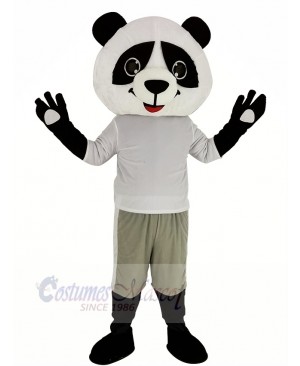 Cute Panda with Gray Coat Mascot Costume Animal