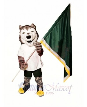 Sporty Grey and White Wolf Mascot Costume 