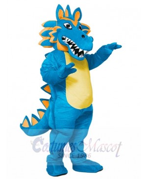 Sky Blue Dragon Mascot Costume Animal with Yellow Belly