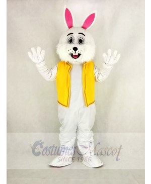 Easter Bunny Rabbit with Yellow Vest Mascot Costume Cartoon