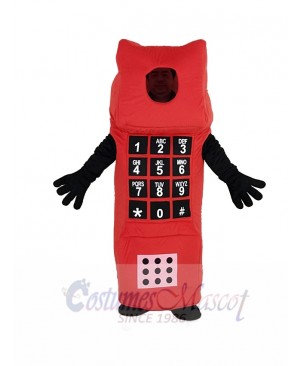 Red Open Face Cell Phone Mascot Costume Cartoon