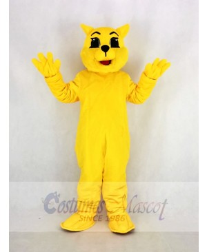 Yellow Wildcat Mascot Costume Cartoon	