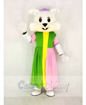 Realistic Easter Bunny Rabbit in Colorful Dress Mascot Costume Cartoon	