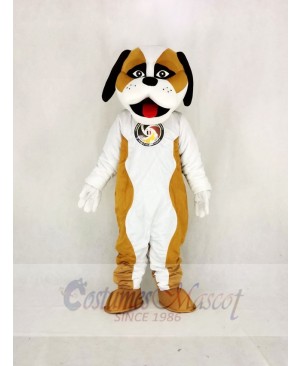 Brown And White St. Bernard Dog Mascot Costume Cartoon