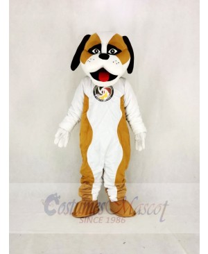 Brown And White St. Bernard Dog Mascot Costume Cartoon