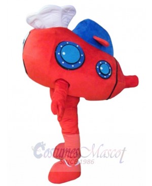 Happy Red Aircraft Mascot Costume Cartoon
