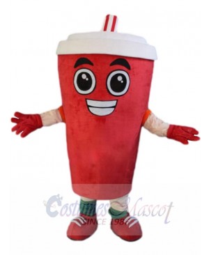 Red Smoothie Cup Mascot Costume Cartoon