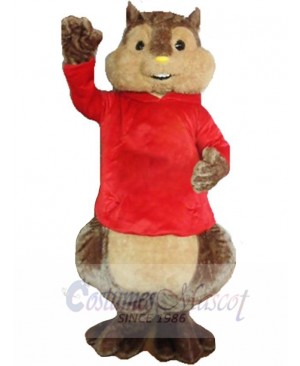 Chipmunk Mascot Costume Animal in Red Shirt
